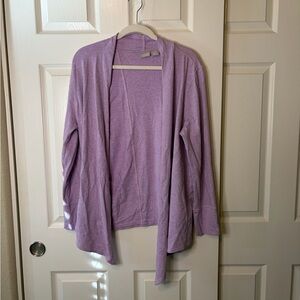 Women’s Chico’s Zenergy Cotton Blend Open Front Sweater LS Ribbed Detail L